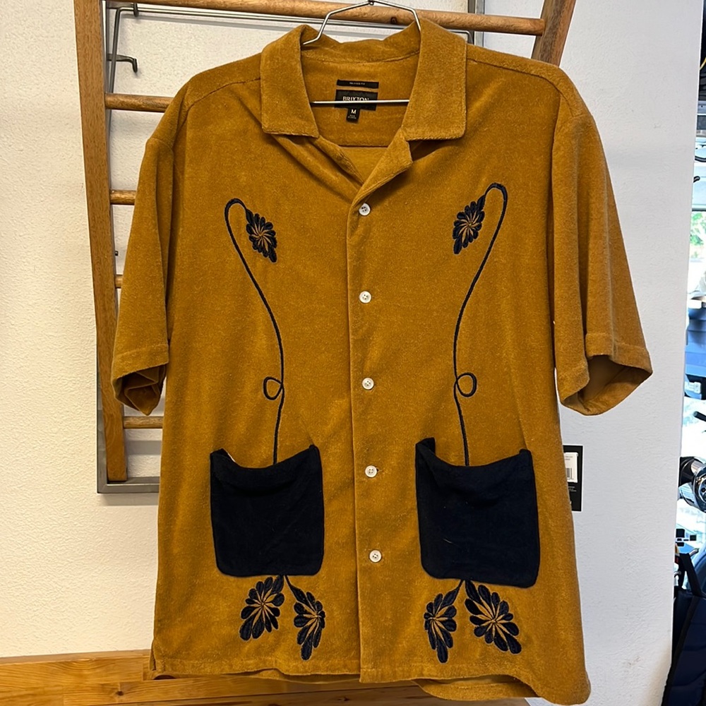 Brixton Bunker Reserve SS Terry Cloth Button Up Medal Bronze